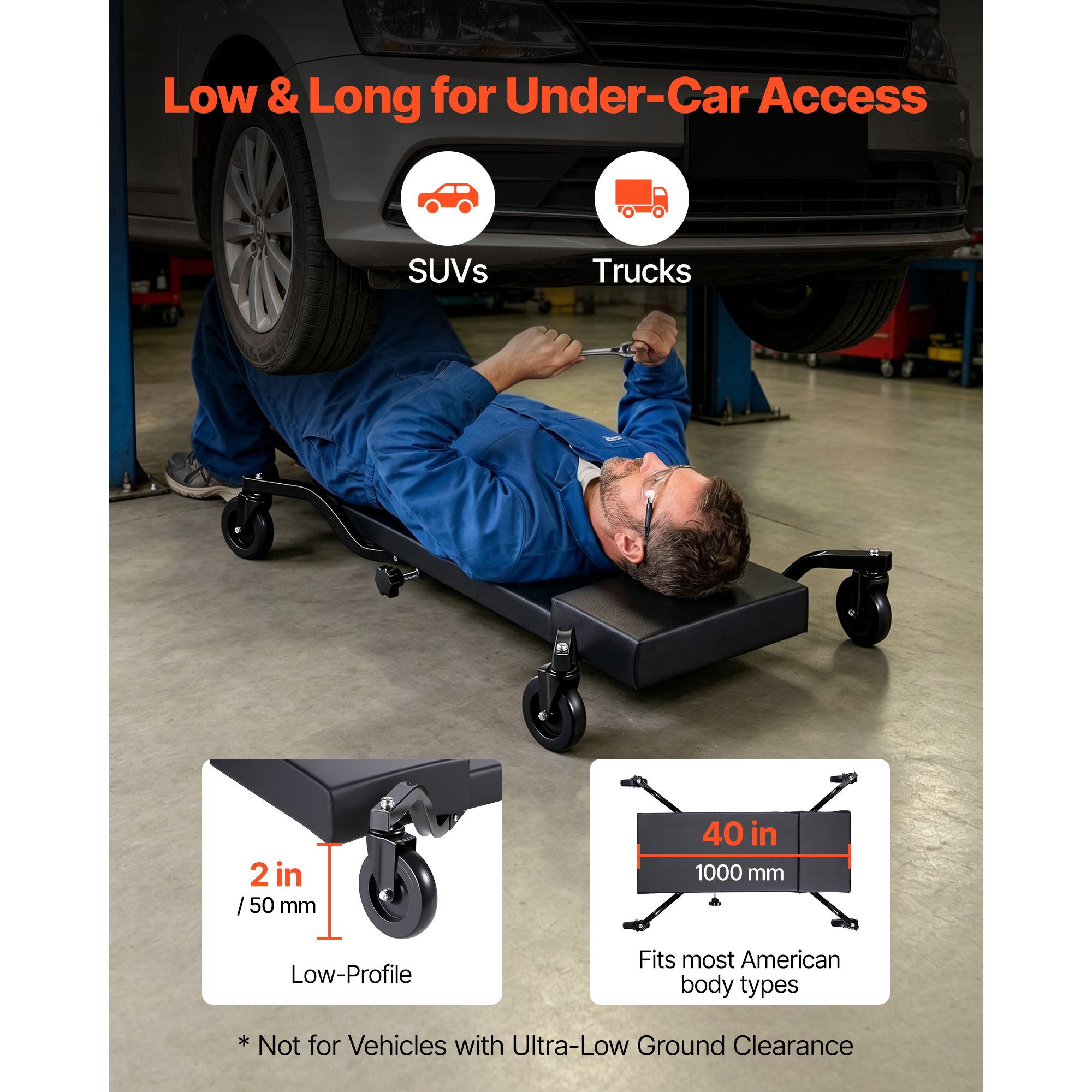 Garage Creeper Roller - 40 inçlik Mekanik Tamir Arabası, 4